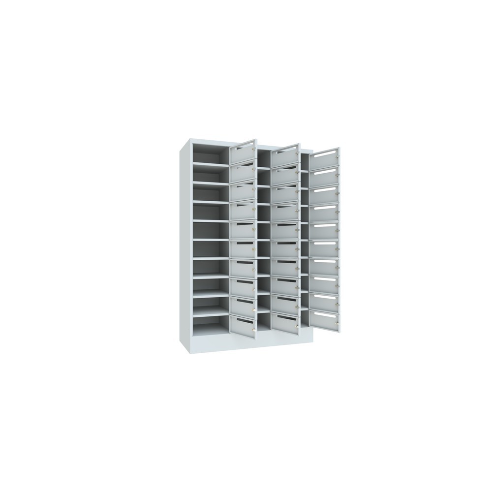 Produktabbildung Nr. 3: PAVOY Postverteilschrank, 3x 10 Fächer, HxBxT 1.850 x 1.200 x 500 mm, lichtgrau, lichtgrau