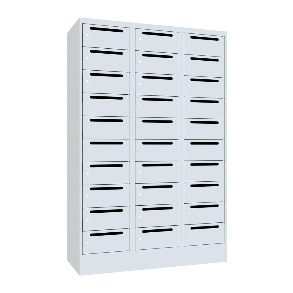 Produktabbildung Nr. 1: PAVOY Postverteilschrank, 3x 10 Fächer, HxBxT 1.850 x 1.200 x 500 mm, lichtgrau, lichtgrau