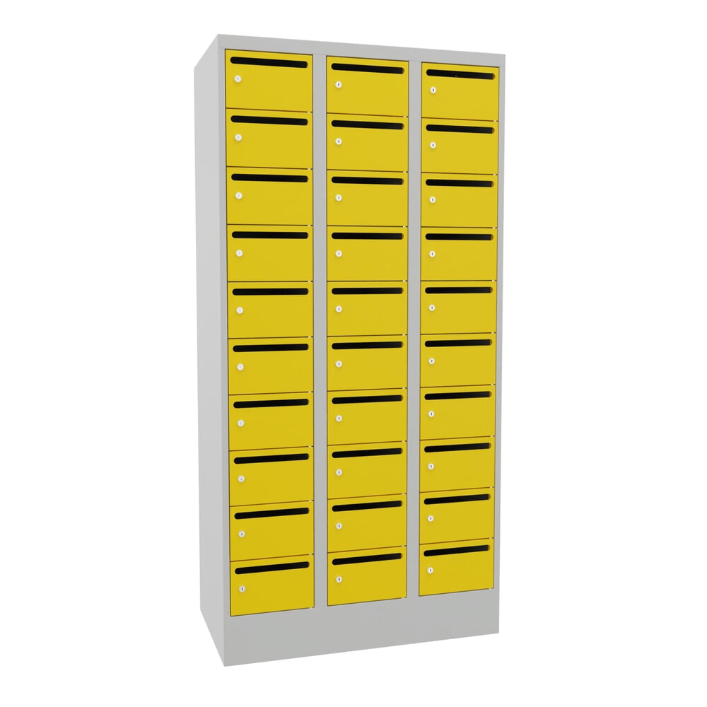 Produktabbildung Nr. 1: PAVOY Postverteilschrank, 3x 10 Fächer, HxBxT 1.850 x 900 x 500 mm, zinkgelb, lichtgrau