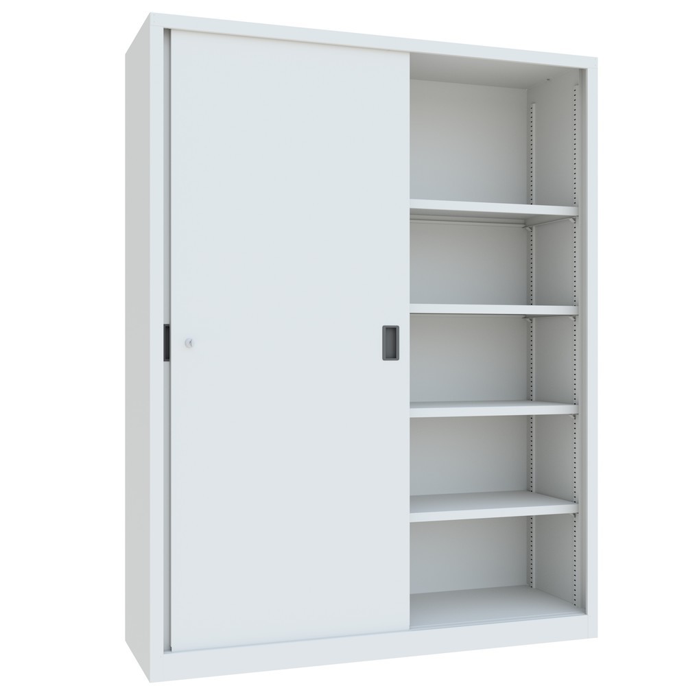Produktabbildung Nr. 3: PAVOY Schiebetürenschrank mit 8 Fachböden + Trennwand, HxBxT 1.950 x 1.500 x 500 mm, lichtgrau, lichtgrau