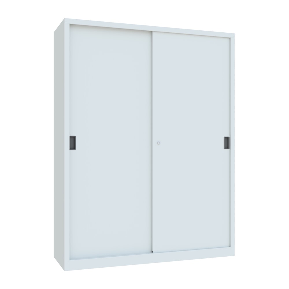 Produktabbildung Nr. 1: PAVOY Schiebetürenschrank mit 8 Fachböden + Trennwand, HxBxT 1.950 x 1.500 x 500 mm, lichtgrau, lichtgrau