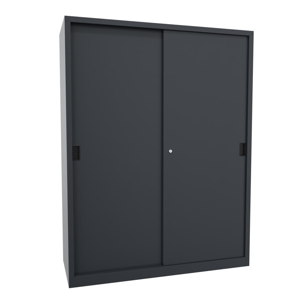 Produktabbildung Nr. 1: PAVOY Schiebetürenschrank mit 8 Fachböden + Trennwand, HxBxT 1.950 x 1.500 x 600 mm, anthrazitgrau, anthrazitgrau