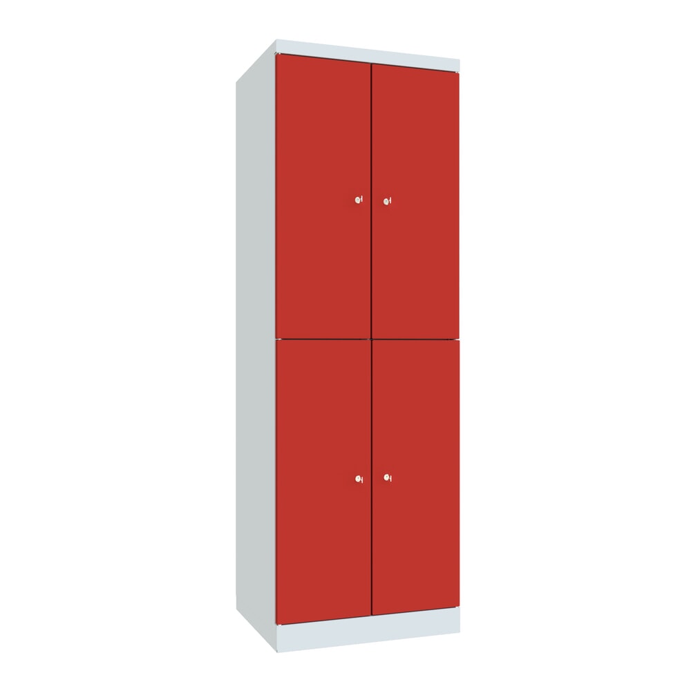 Produktabbildung Nr. 1: PAVOY Schließfachschrank mit aufschlagenden Türen, 2 x 2 Fächer, HxBxT 1.800 x 600 x 500 mm, feuerrot, lichtgrau