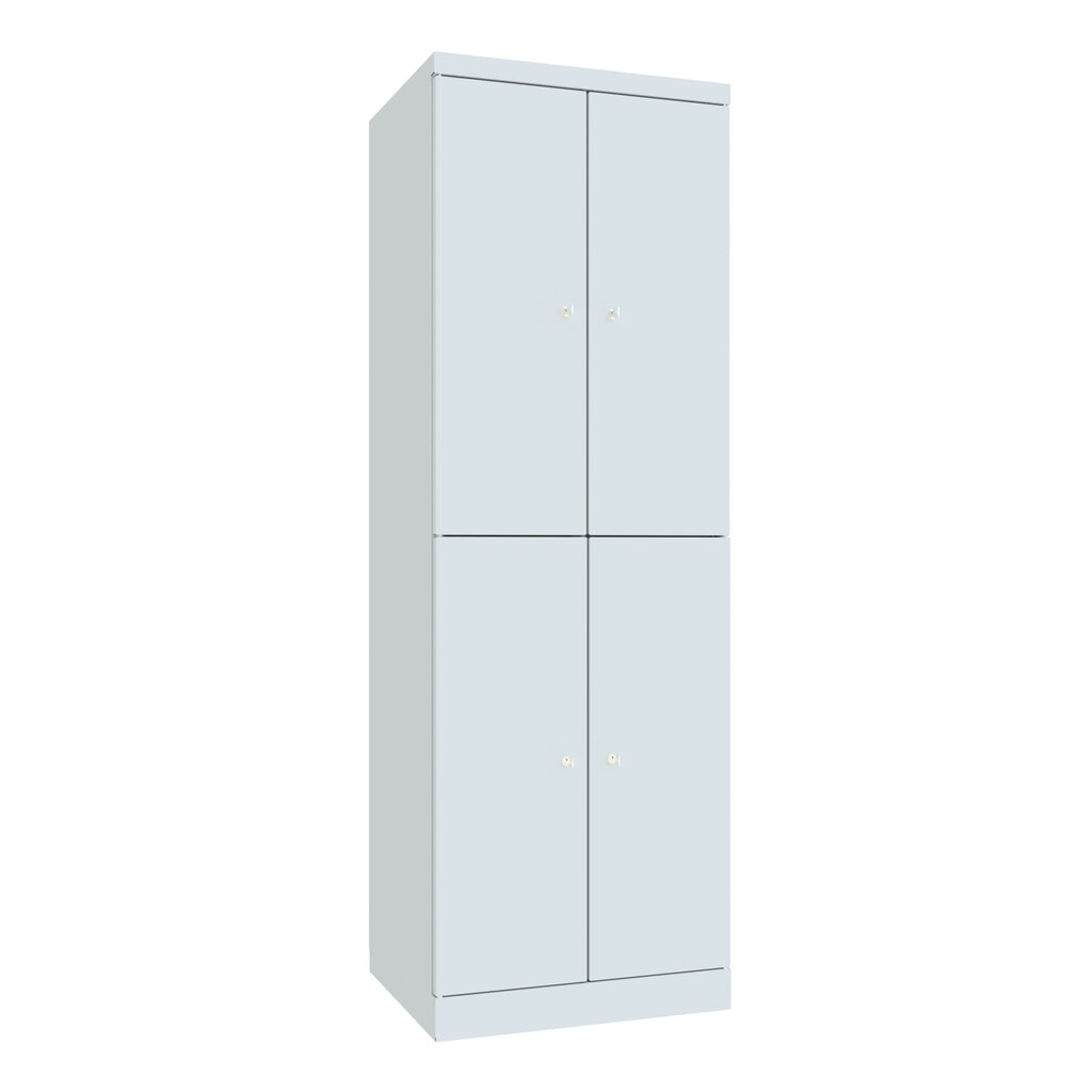 PAVOY Schließfachschrank mit aufschlagenden Türen, 2 x 2 Fächer, HxBxT 1.800 x 600 x 500 mm, lichtgrau, lichtgrau Produktabbildung Nr. 1: PAVOY Schließfachschrank mit aufschlagenden Türen, 2 x 2 Fächer, HxBxT 1.800 x 600 x 500 mm, lichtgrau, lichtgrau
