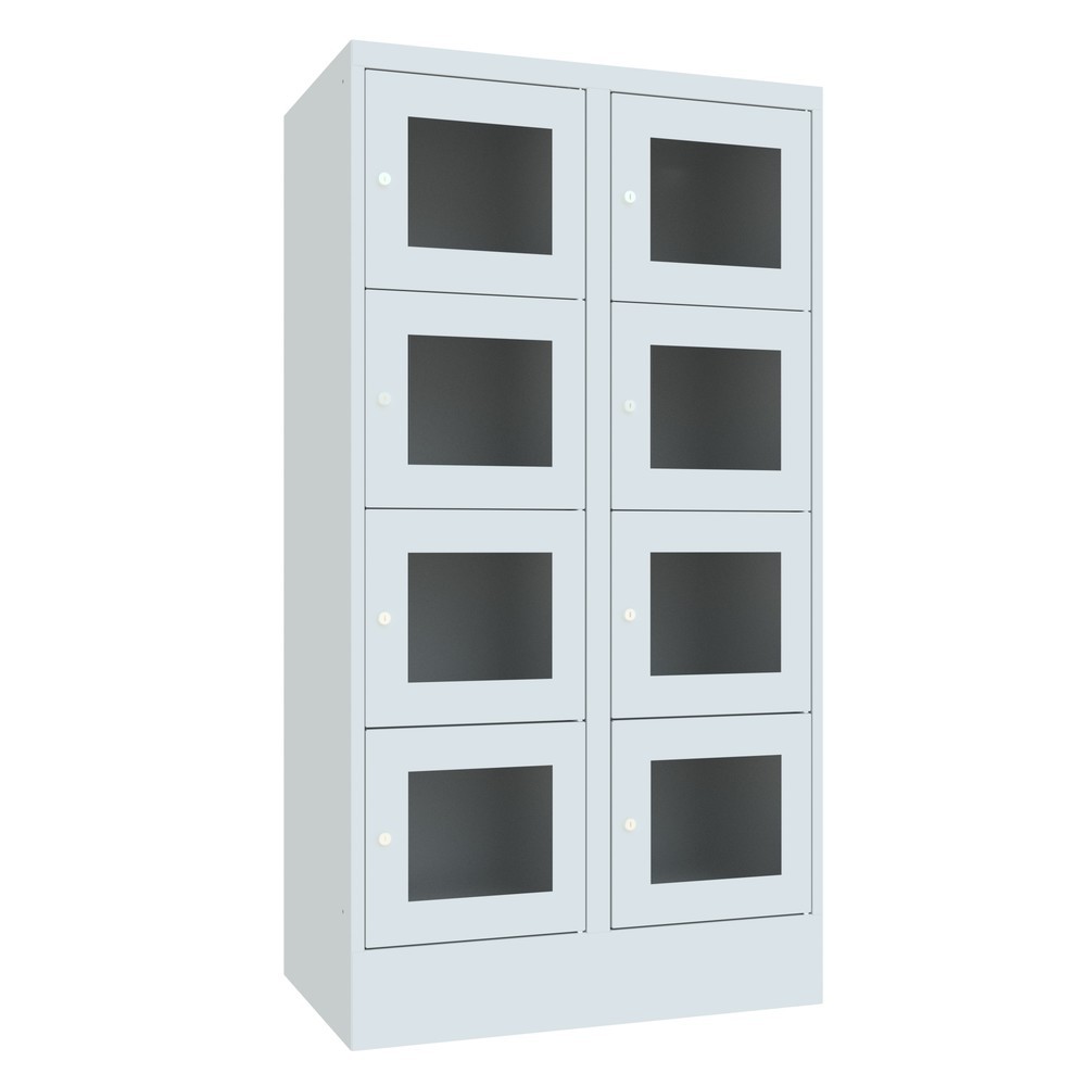Produktabbildung Nr. 2: PAVOY Schließfachschrank mit Sichtfenster, 2 x 4 Fächer, HxBxT 1.518 x 800 x 500 mm, lichtgrau, lichtgrau