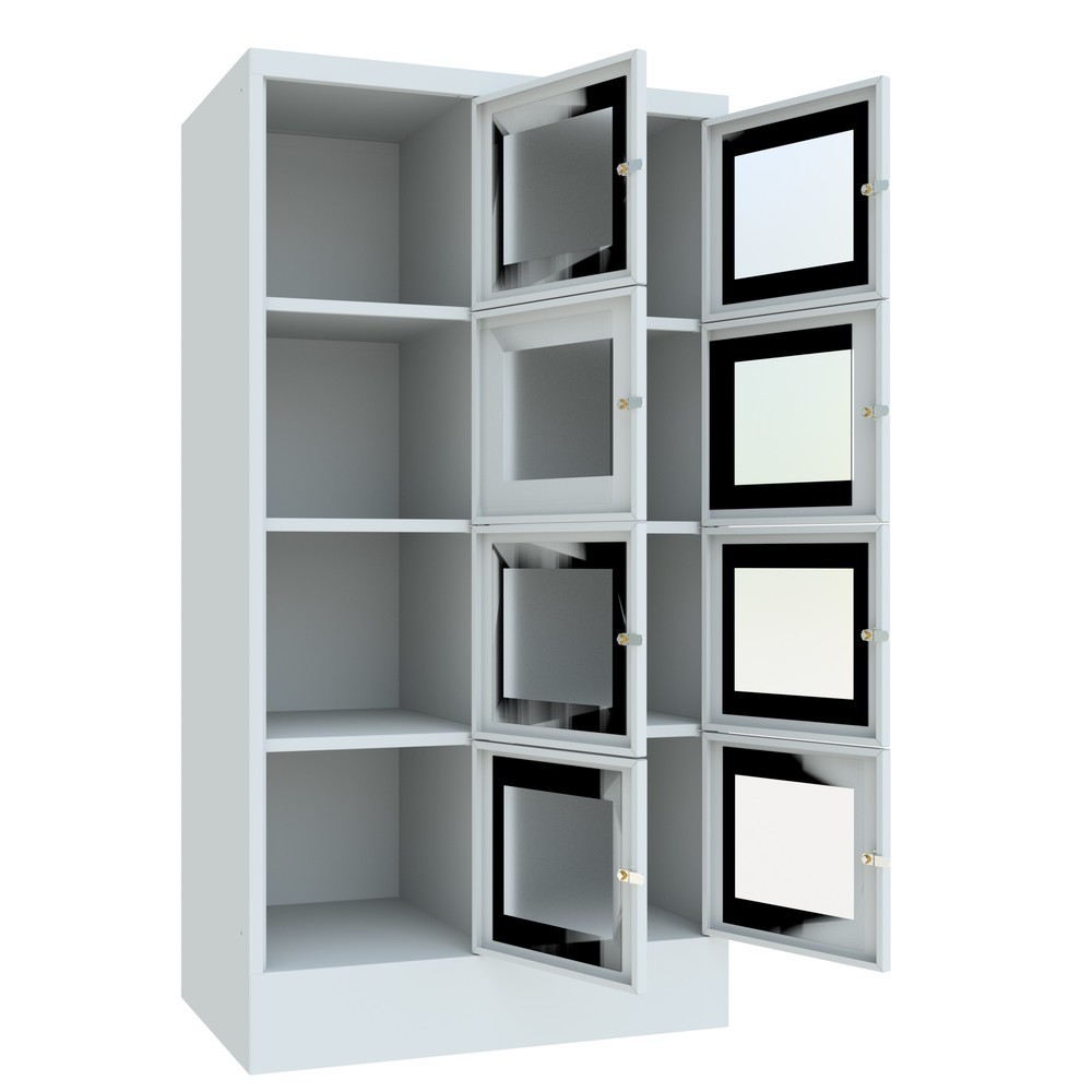 Produktabbildung Nr. 3: PAVOY Schließfachschrank mit Sichtfenster, 2 x 4 Fächer, HxBxT 1.518 x 800 x 500 mm, lichtgrau, lichtgrau