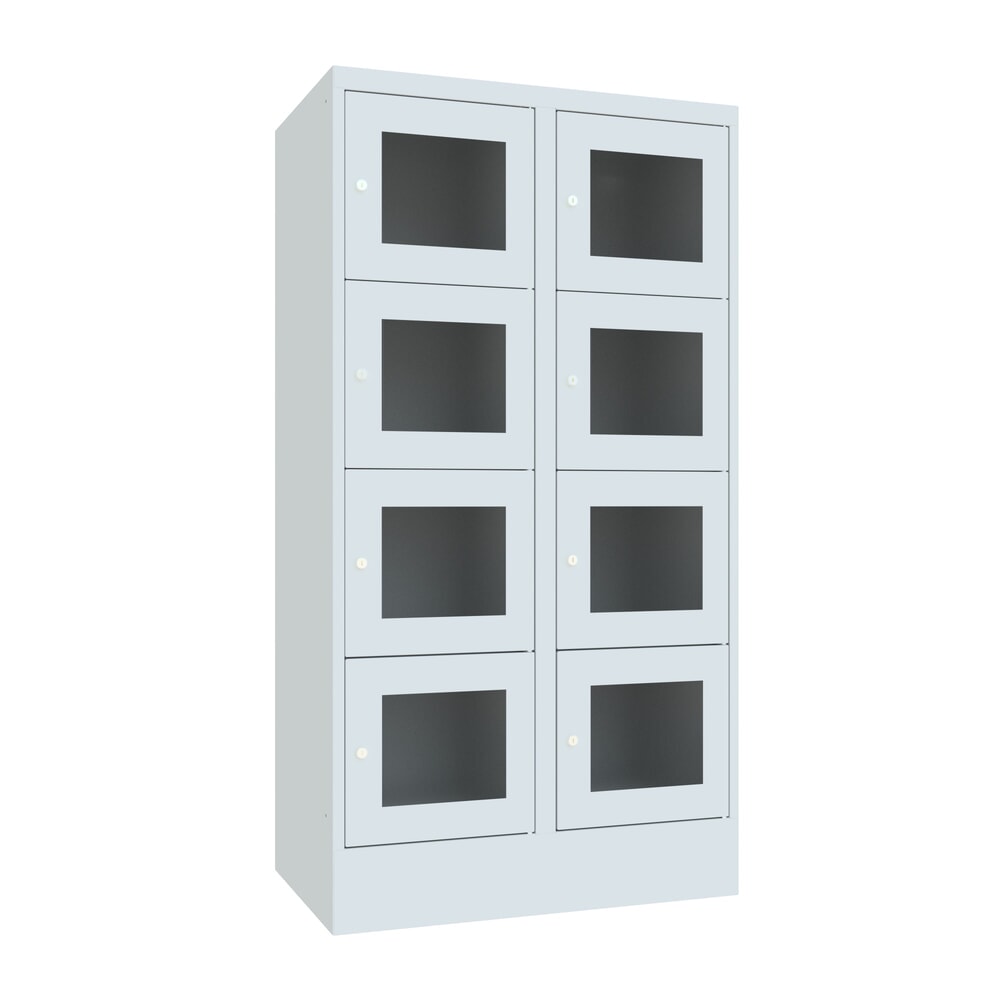 Produktabbildung Nr. 1: PAVOY Schließfachschrank mit Sichtfenster, 2 x 4 Fächer, HxBxT 1.518 x 800 x 500 mm, lichtgrau, lichtgrau