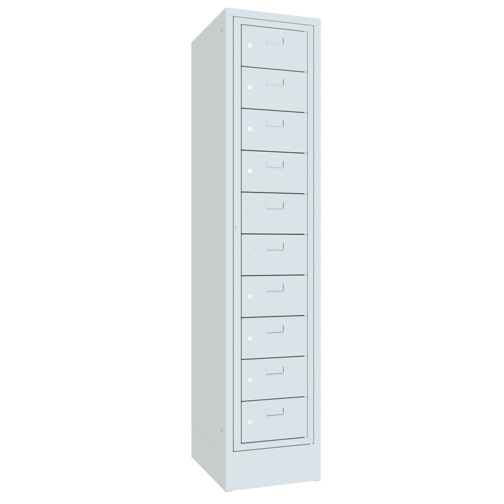 Produktabbildung Nr. 2: PAVOY Schließfachschrank mit Zentraltür, 1 x 10 Fächer, HxBxT 1.850 x 400 x 500 mm, mit Sockel, lichtgrau, lichtgrau
