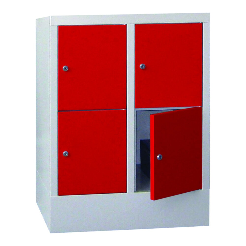 Produktabbildung Nr. 3: PAVOY Schließfachschrank mit Zylinderschloss, 2 x 2 Fächer, HxBxT 855 x 600 x 500 mm, feuerrot, lichtgrau