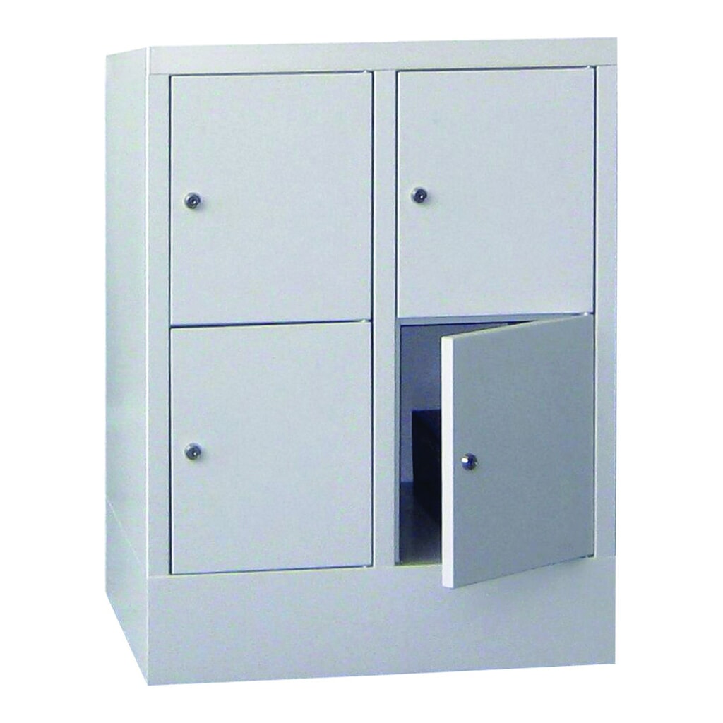 PAVOY Schließfachschrank mit Zylinderschloss, 2 x 2 Fächer, HxBxT 855 x 600 x 500 mm, lichtgrau, lichtgrau Produktabbildung Nr. 3: PAVOY Schließfachschrank mit Zylinderschloss, 2 x 2 Fächer, HxBxT 855 x 600 x 500 mm, lichtgrau, lichtgrau