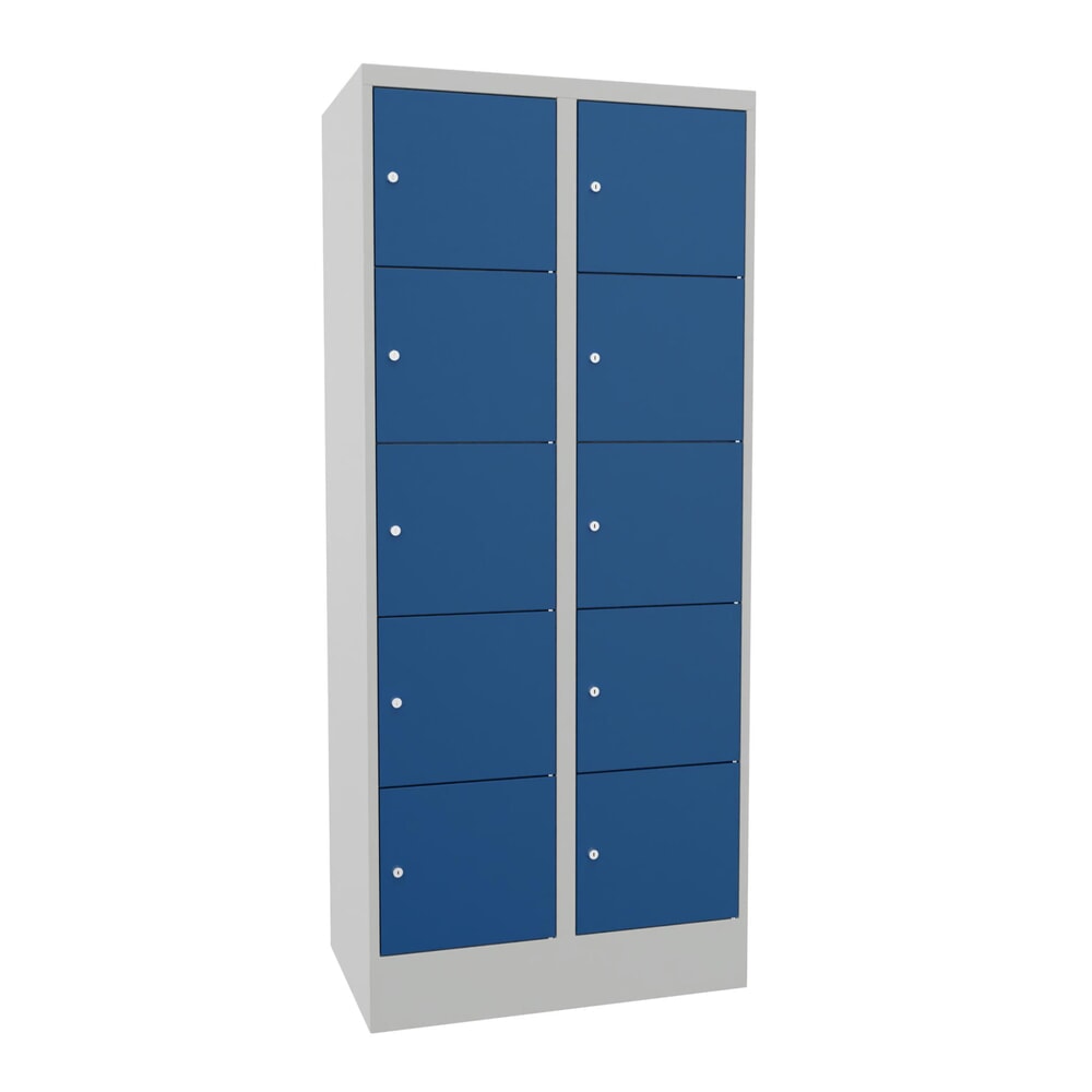 Produktabbildung Nr. 1: PAVOY Schließfachschrank mit Zylinderschloss, 2 x 5 Fächer, HxBxT 1.850 x 800 x 500 mm, enzianblau, lichtgrau