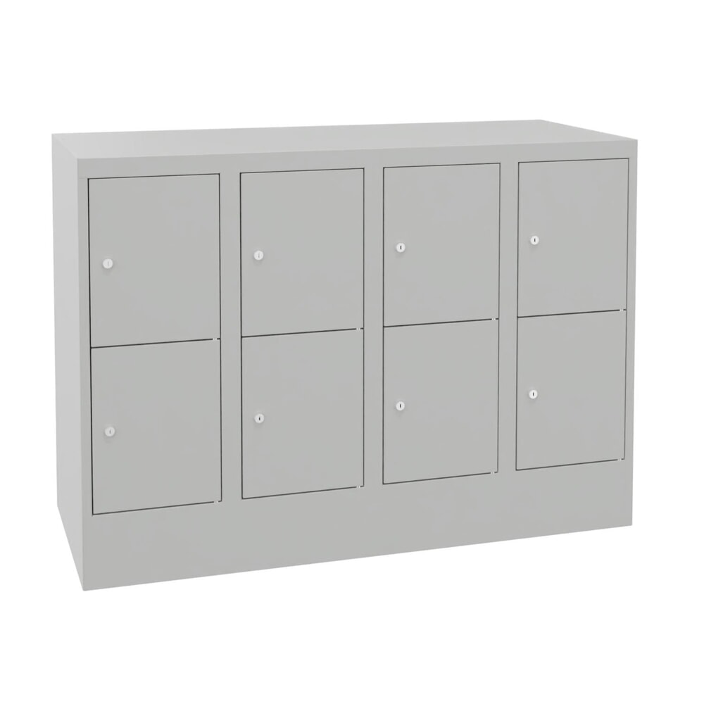 Produktabbildung: PAVOY Schließfachschrank mit Zylinderschloss, 4 x 2 Fächer, HxBxT 855 x 1.200 x 500 mm, lichtgrau, lichtgrau