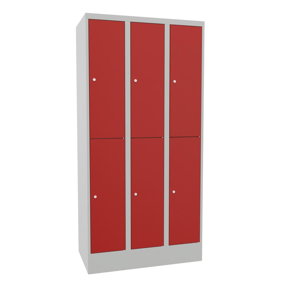 Produktabbildung Nr. 1: PAVOY Schließfachschrank, 3 x 2 Fächer, HxBxT 1.850 x 900 x 500 mm, feuerrot, lichtgrau