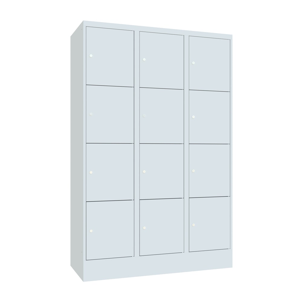 Produktabbildung: PAVOY Schließfachschrank, 3 x 4 Fächer, HxBxT 1.850 x 1.200 x 500 mm, lichtgrau, lichtgrau