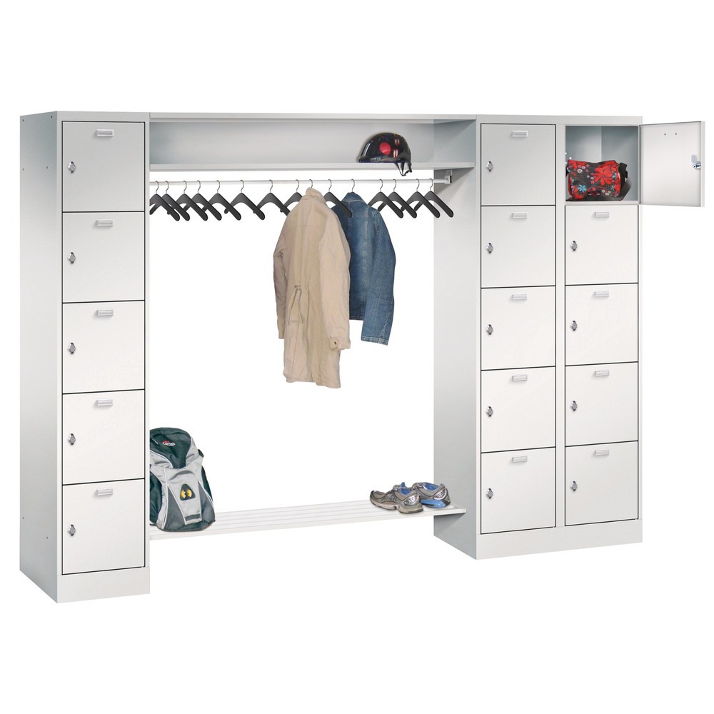 Produktabbildung: PAVOY Schließfachspind, 1 x 5 Fächer + 1 x 10 Fächer, Drehriegelverschluss, HxBxT 1.950 x 2.550 x 500 mm, Abteil Breite 400 mm