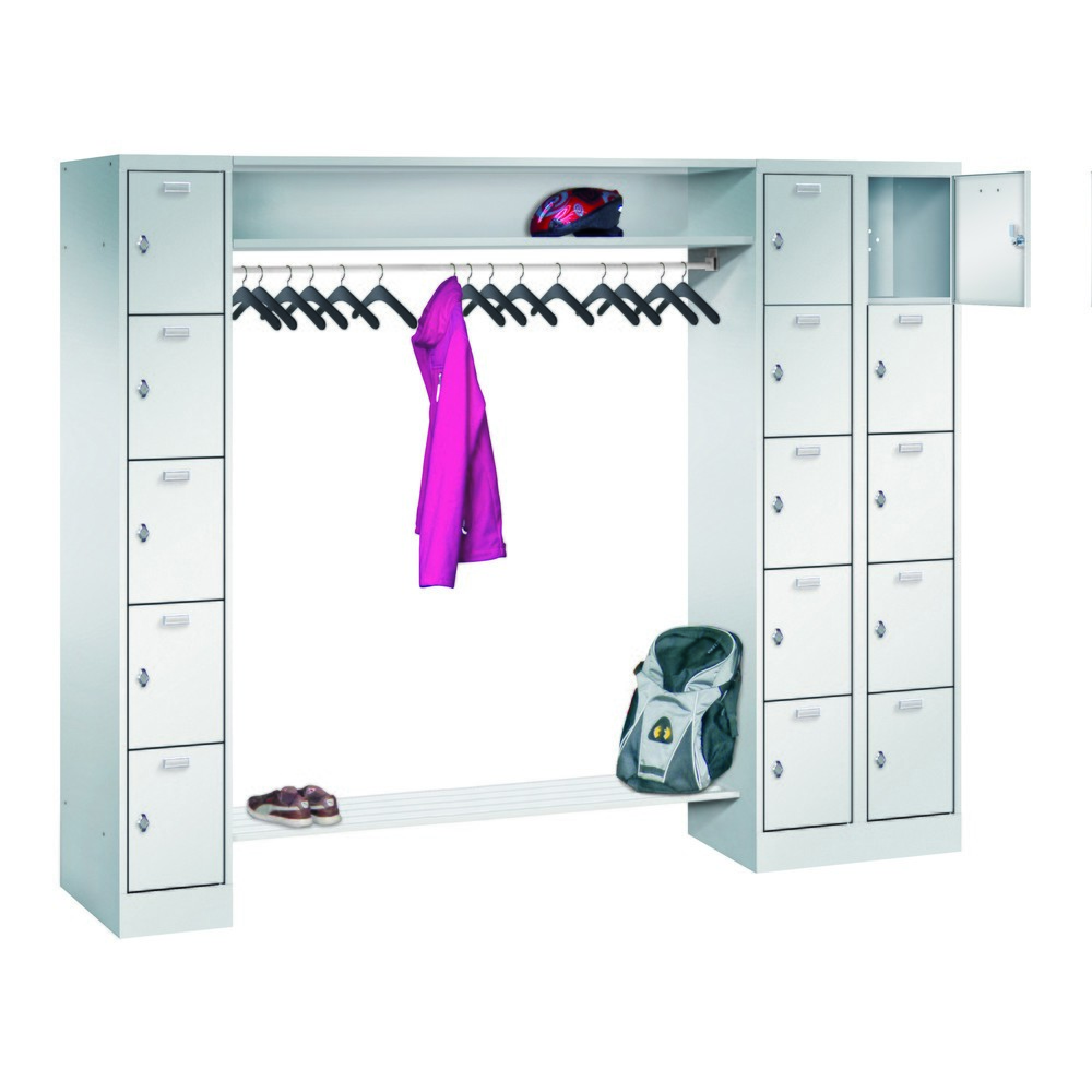 Produktabbildung: PAVOY Schließfachspind, 1 x 5 Fächer + 1 x 10 Fächer, Drehriegelverschluss, HxBxT 1.950 x 2.250 x 500 mm, Abteil Breite 300 mm