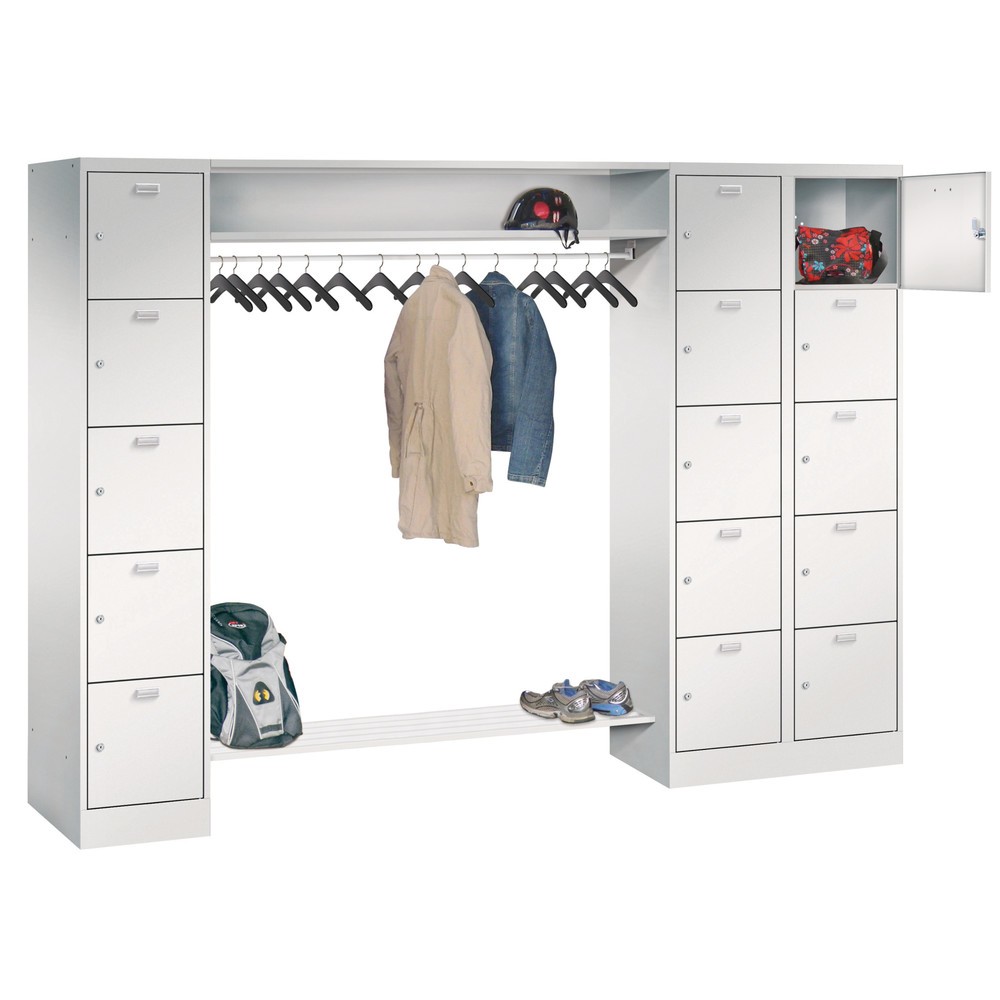 Produktabbildung: PAVOY Schließfachspind, 1 x 5 Fächer + 1 x 10 Fächer, Zylinderschloss, HxBxT 1.950 x 2.550 x 500 mm, Abteil Breite 400 mm