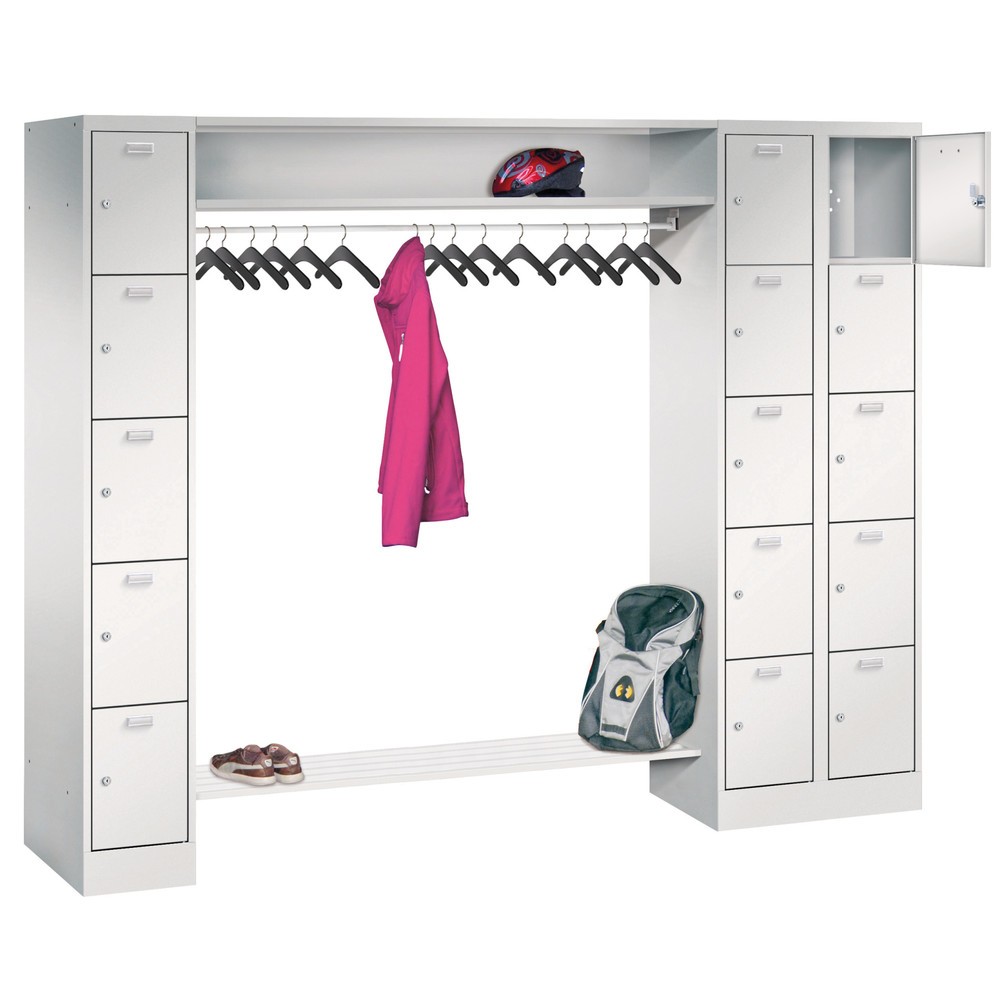 Produktabbildung Nr. 1: PAVOY Schließfachspind, 1 x 5 Fächer + 1 x 10 Fächer, Zylinderschloss, HxBxT 1.950 x 2.250 x 500 mm, Abteil Breite 300 mm