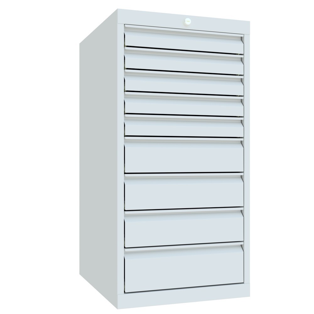 Produktabbildung Nr. 2: PAVOY Schubladenschrank, Höhe 1.000 mm, Schubladen 5x75 + 3x125 + 1x150 mm, Breite 500 mm, lichtgrau, lichtgrau