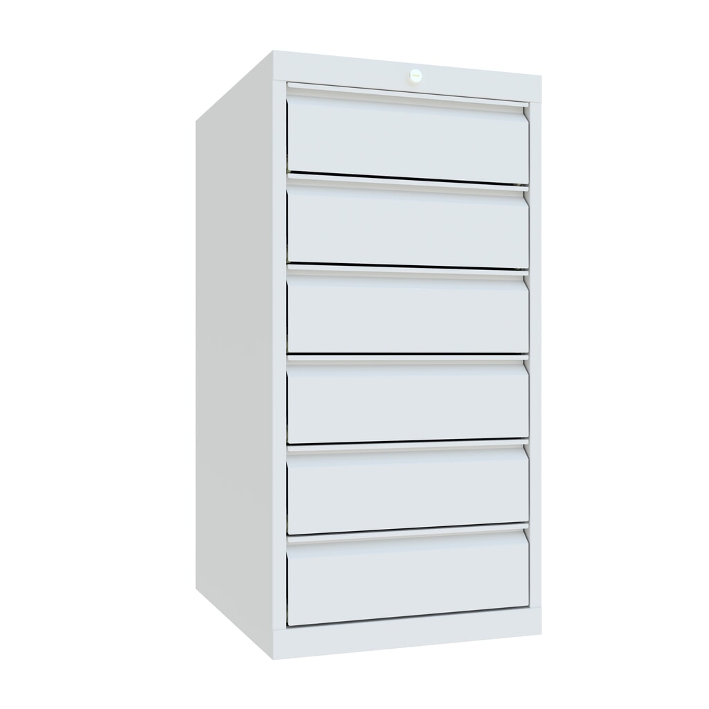 Produktabbildung Nr. 1: PAVOY Schubladenschrank, Höhe 1.000 mm, Schubladen 6x150 mm, Breite 500 mm, lichtgrau, lichtgrau