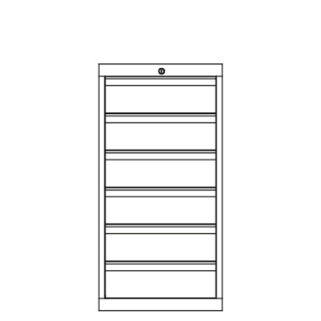 PAVOY Schubladenschrank, Höhe 1.000 mm, Schubladen 6x150 mm, Breite 500 mm, lichtgrau, lichtblau Produktabbildung Nr. 3: PAVOY Schubladenschrank, Höhe 1.000 mm, Schubladen 6x150 mm, Breite 500 mm, lichtgrau, lichtblau