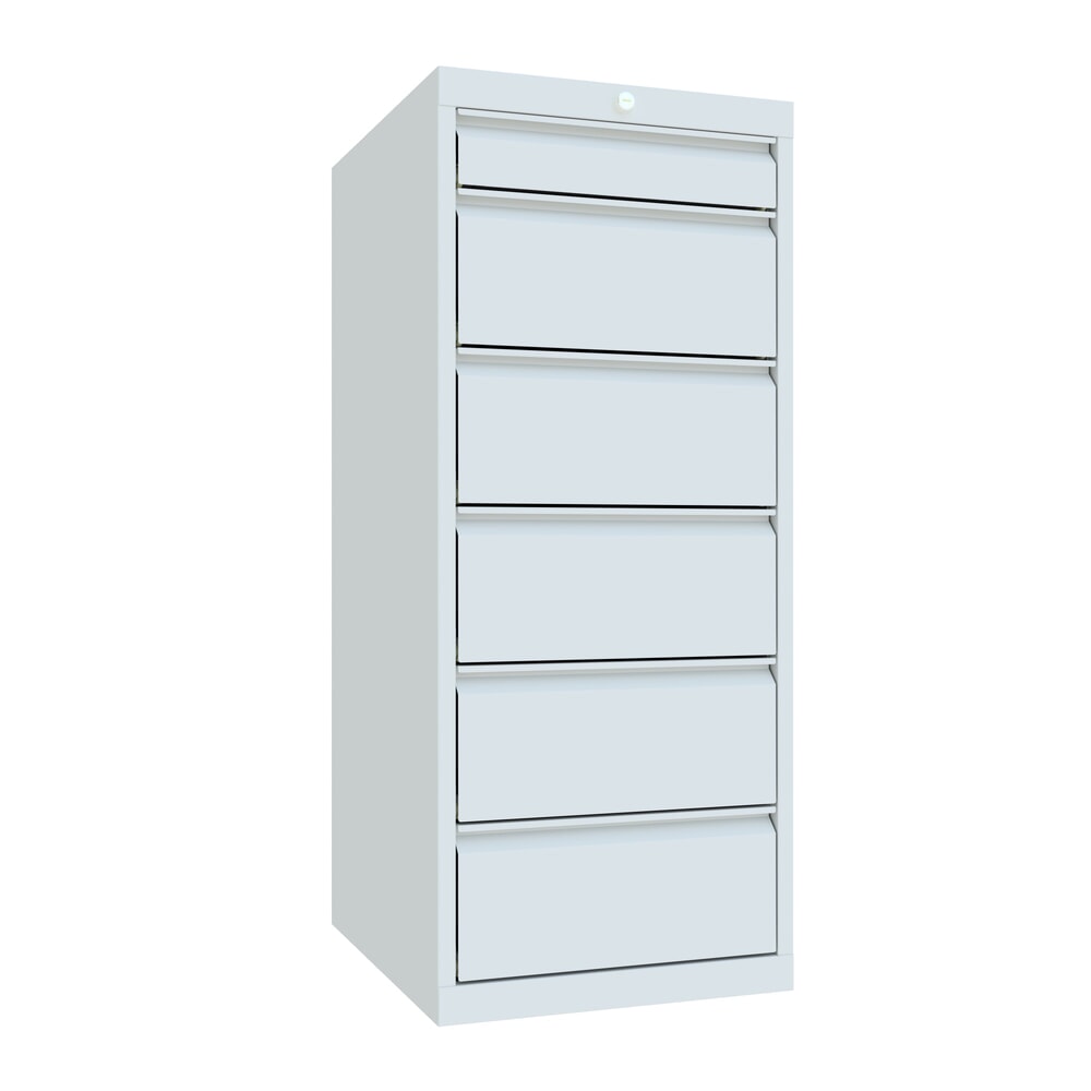Produktabbildung Nr. 1: PAVOY Schubladenschrank, Höhe 1.200 mm, Schubladen 1x100 + 5x200 mm, Breite 500 mm, lichtgrau, lichtgrau