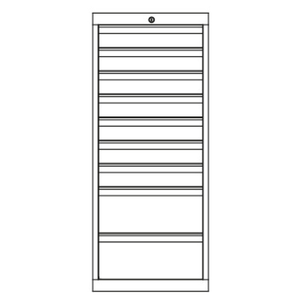 Produktabbildung Nr. 3: PAVOY Schubladenschrank, Höhe 1.200 mm, Schubladen 7x100 + 2x200 mm, Breite 500 mm, lichtgrau, lichtblau