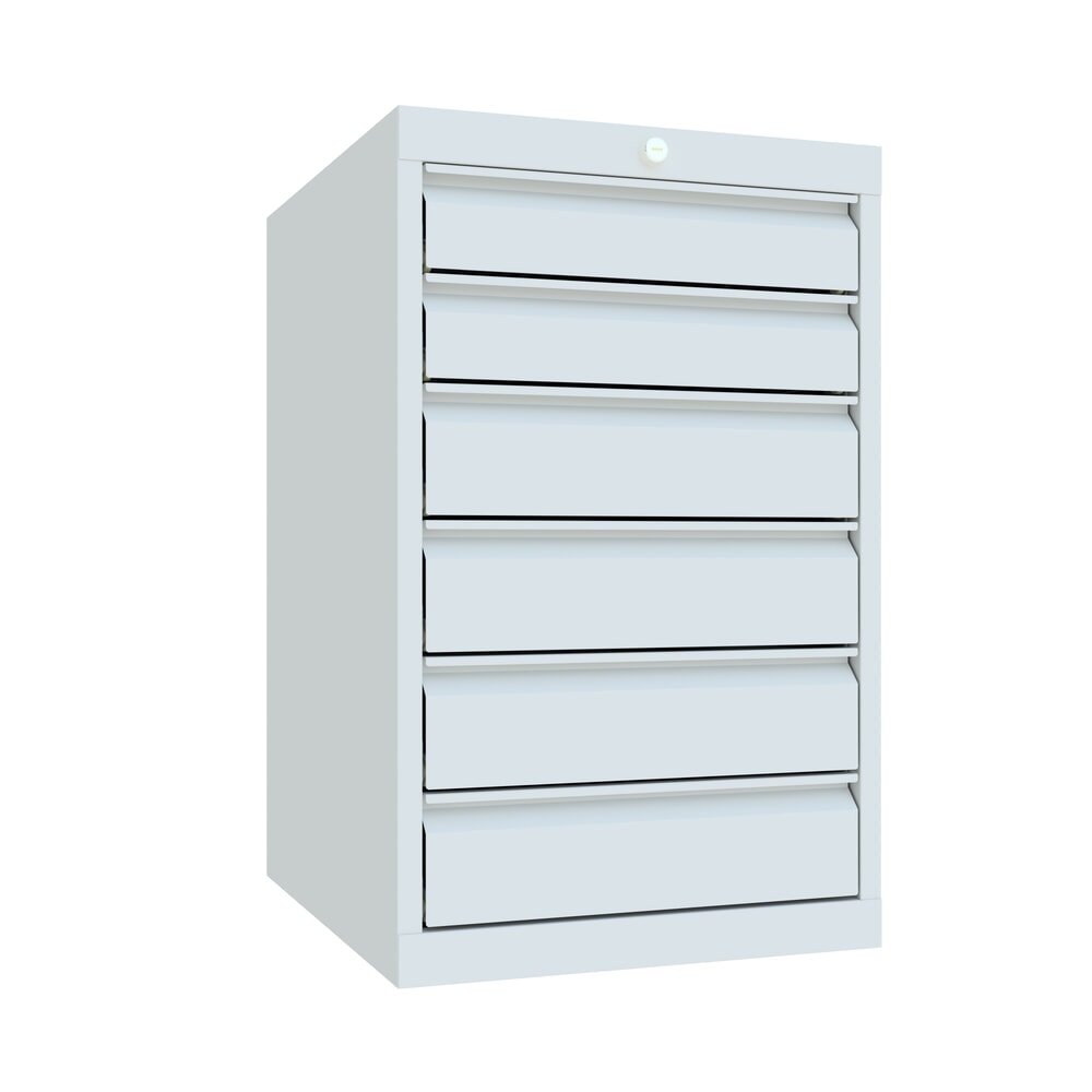 Produktabbildung: PAVOY Schubladenschrank, Höhe 800 mm, Schubladen 2x100 + 4x125 mm, Breite 500 mm, lichtgrau, lichtgrau