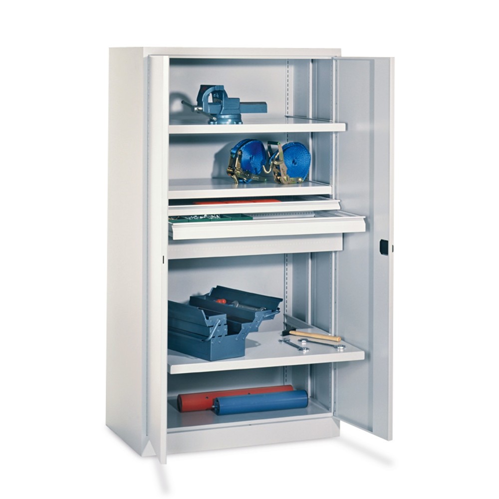 Produktabbildung Nr. 4: PAVOY Schwerlastschrank Premium, 3 Fachböden + Schubladen 3x75 + 1x125 + 1x175 mm, enzianblau, lichtgrau