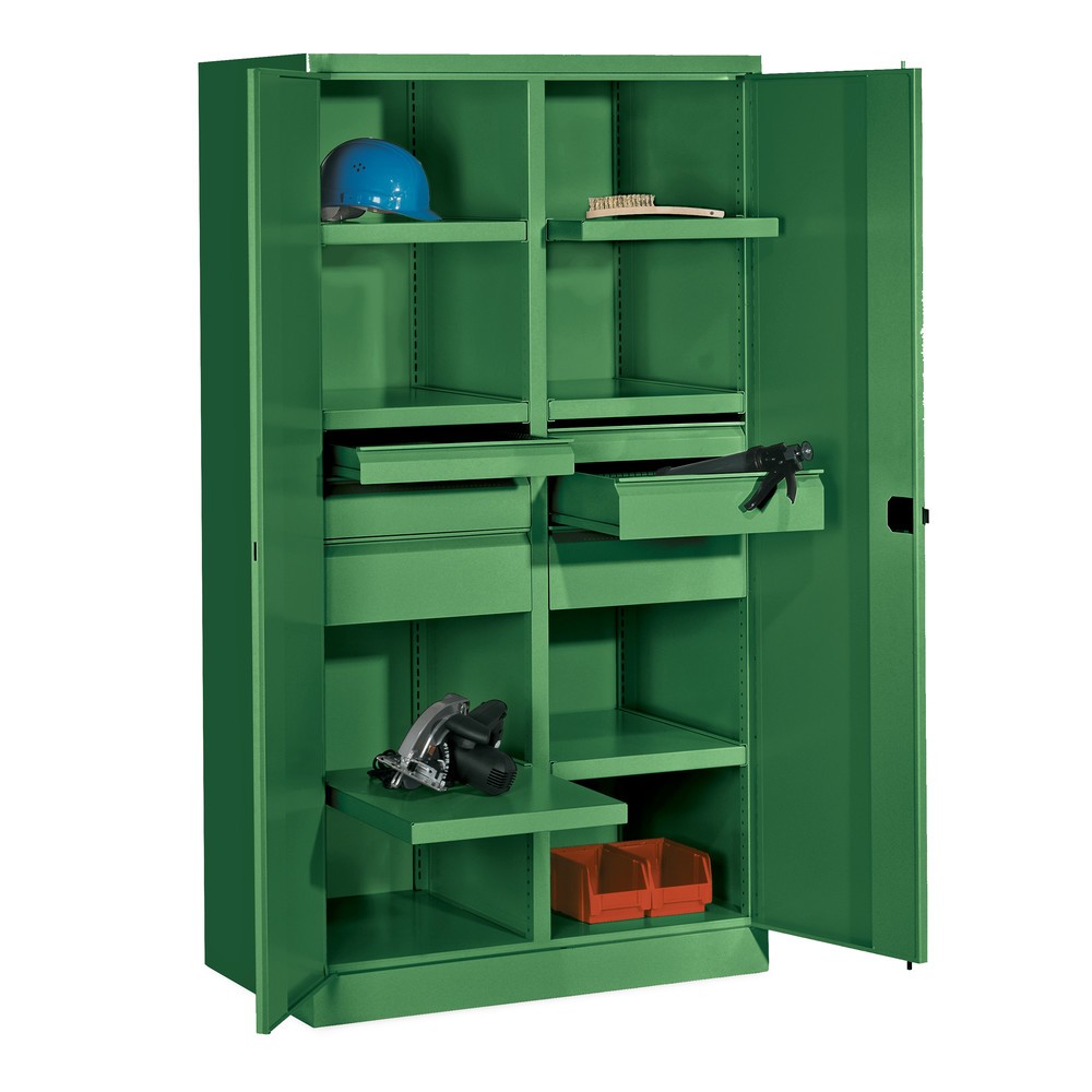 Produktabbildung Nr. 2: PAVOY Schwerlastschrank Premium mit Mittelwand, 6 Fachböden + Schubladen 2x75 + 2x125 + 2x175 mm, himmelblau, lichtgrau