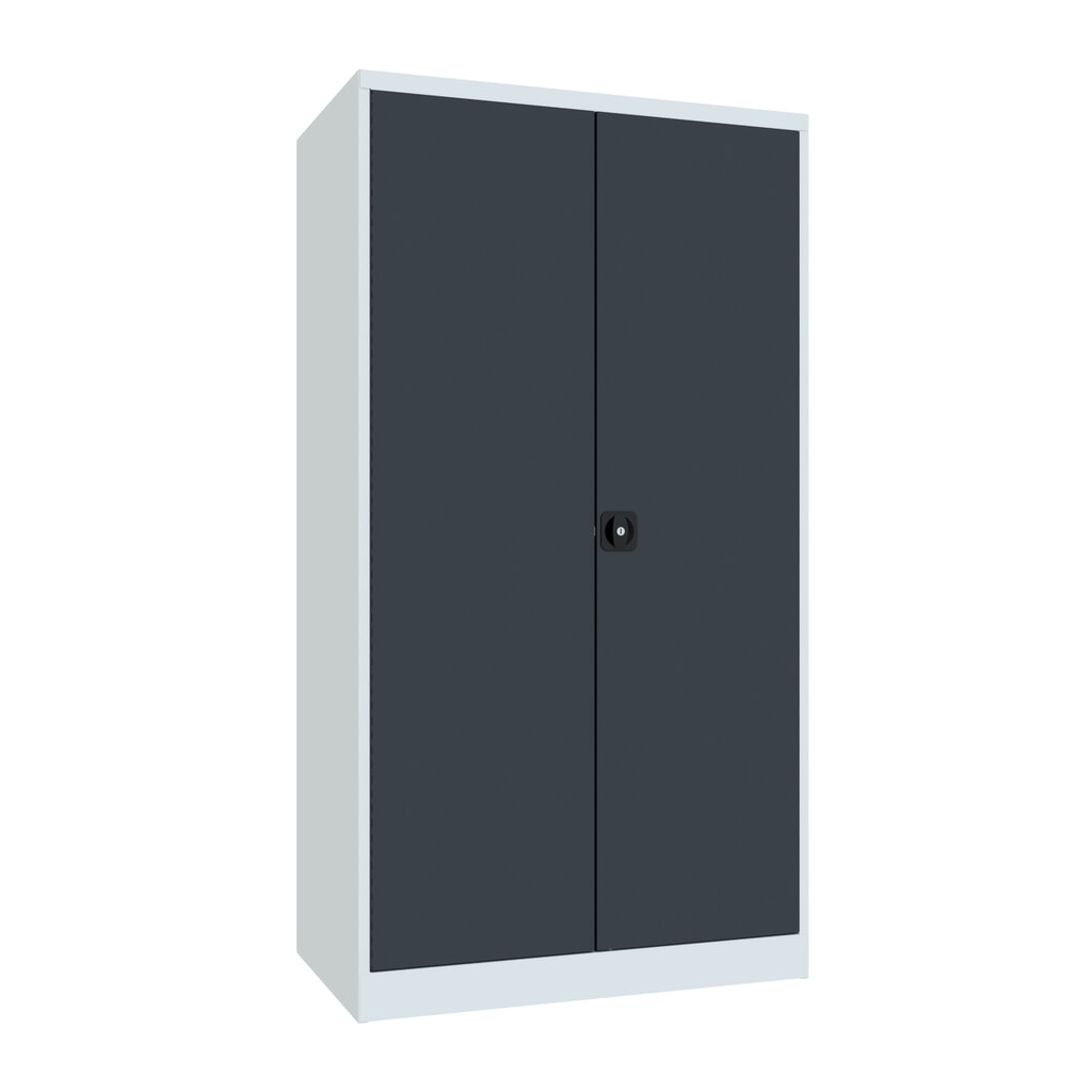 Produktabbildung: PAVOY Schwerlastschrank Premium mit Mittelwand, 8 Fachböden, anthrazitgrau, lichtgrau