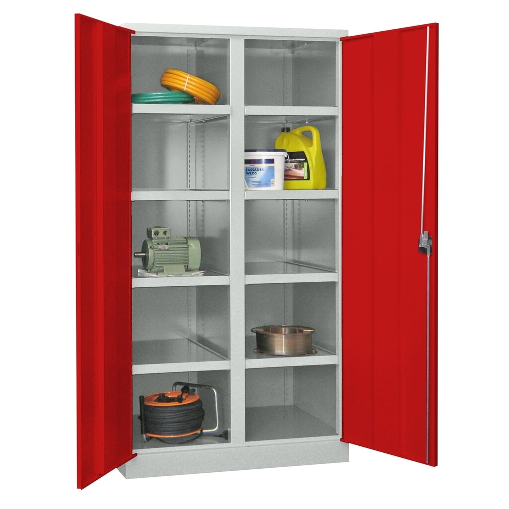 Produktabbildung: PAVOY Schwerlastschrank Premium mit Mittelwand, 8 Fachböden, himmelblau, lichtgrau