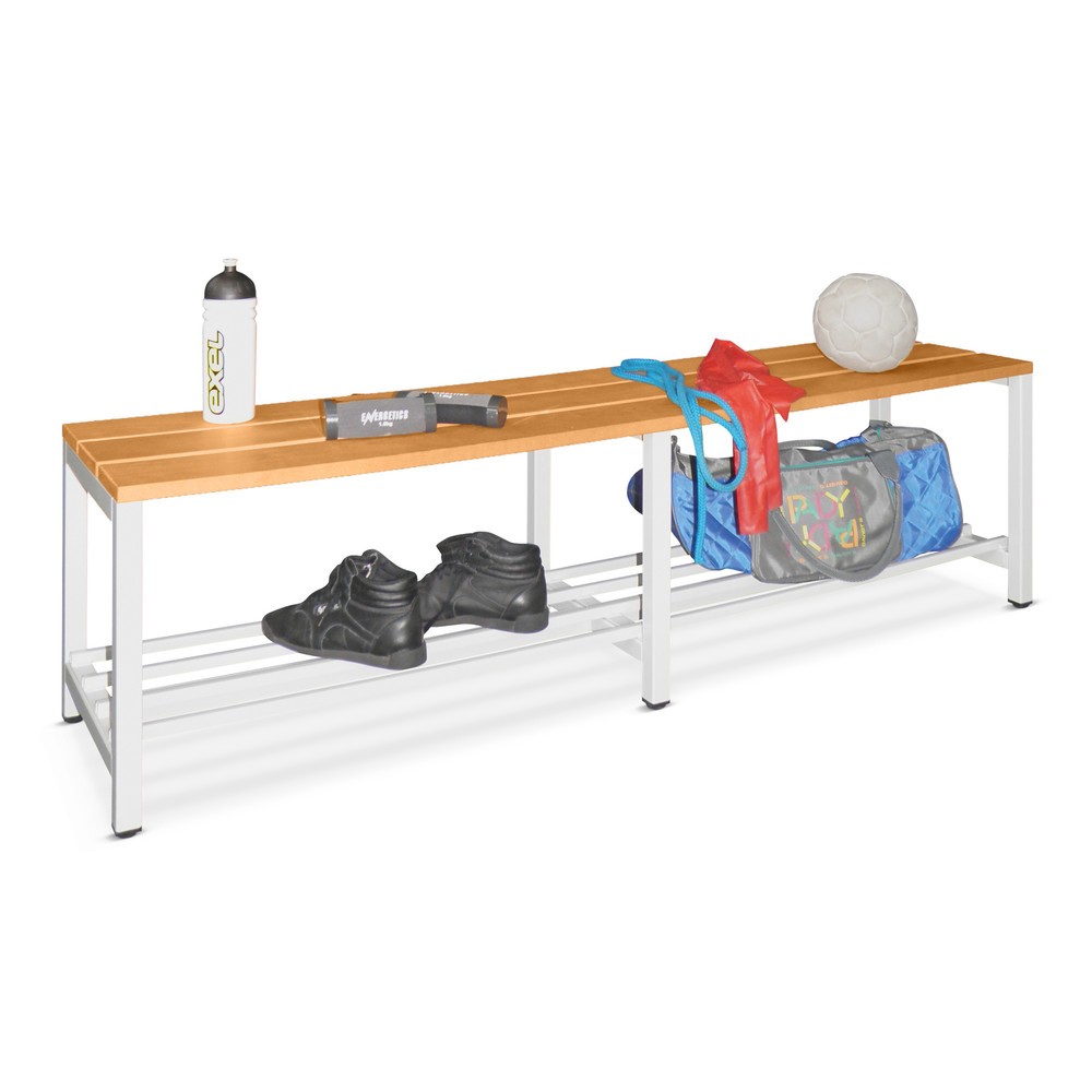 Produktabbildung Nr. 1: PAVOY Umkleidesitzbank mit Buchenholzleisten, 1-seitig, Länge 1.000 mm, ohne Schuhrost, lichtgrau