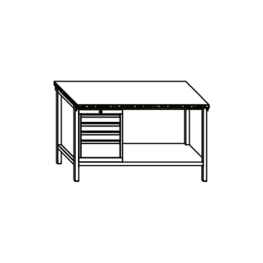 Produktabbildung Nr. 3: PAVOY Werkbank mit Schubladenblock, HxBxT 900 x 2.000 x 700 mm, enzianblau, resedagrün