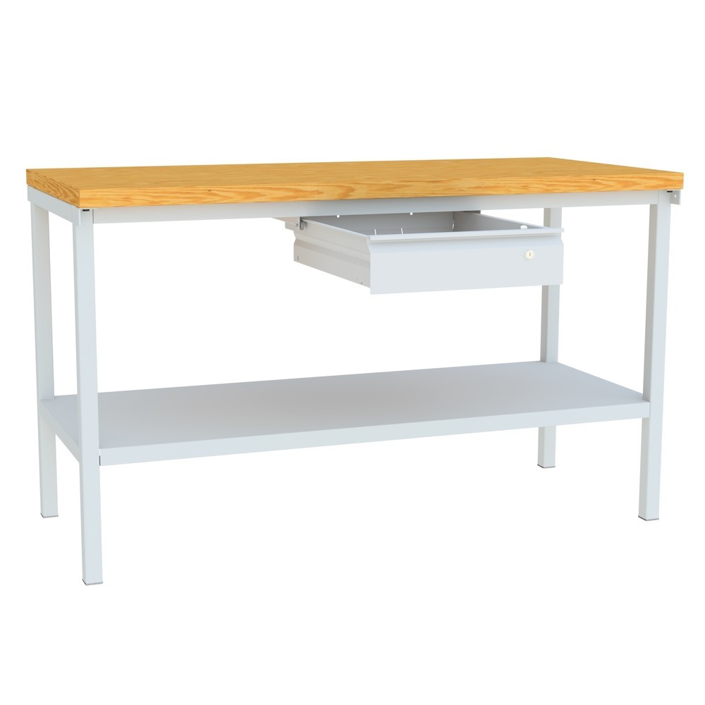 Produktabbildung Nr. 5: PAVOY Werktisch mit Schublade + Ablageboden, HxBxT 900 x 1.500 x 700 mm, lichtgrau, lichtgrau