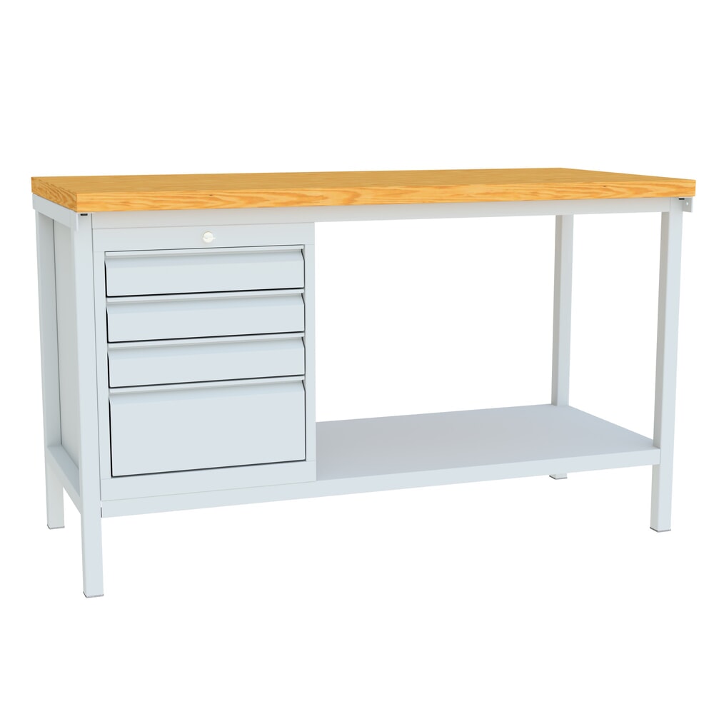 Produktabbildung Nr. 1: PAVOY Werktisch mit Schubladenblock, HxBxT 900 x 1.500 x 700 mm, lichtgrau, lichtgrau