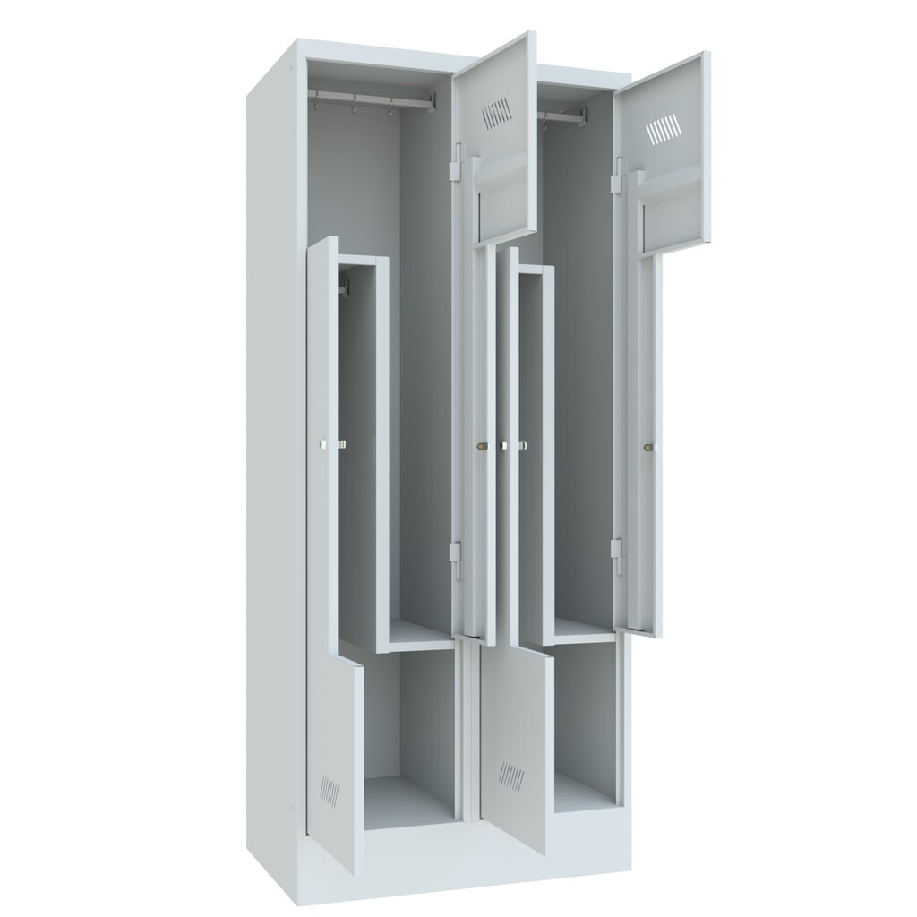 PAVOY Z-Spind, 4 Abteile, HxBxT 1.850 x 800 x 500 mm, lichtgrau, lichtgrau Produktabbildung Nr. 4: PAVOY Z-Spind, 4 Abteile, HxBxT 1.850 x 800 x 500 mm, lichtgrau, lichtgrau