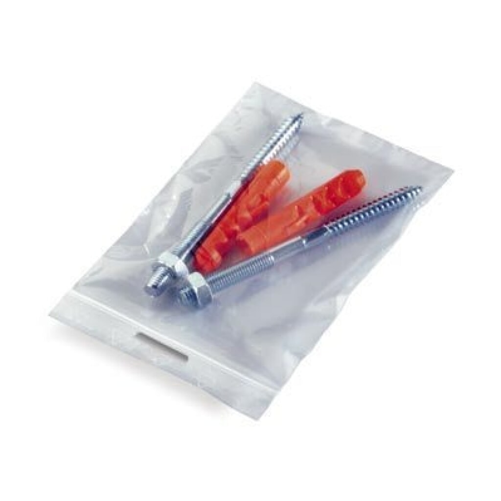 Produktabbildung: PE-Druckverschlussbeutel 70x100mm, 50µ, transparent, Eurolochung, 1 VE = 2000 Stk