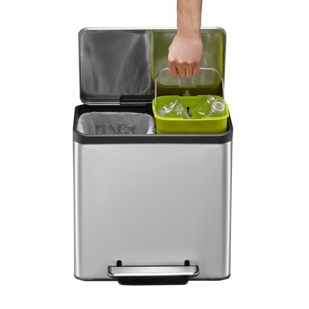 Produktabbildung Nr. 15: Pedal-Abfallsammler EcoCasa 15 + 15 l, Edelstahl matt