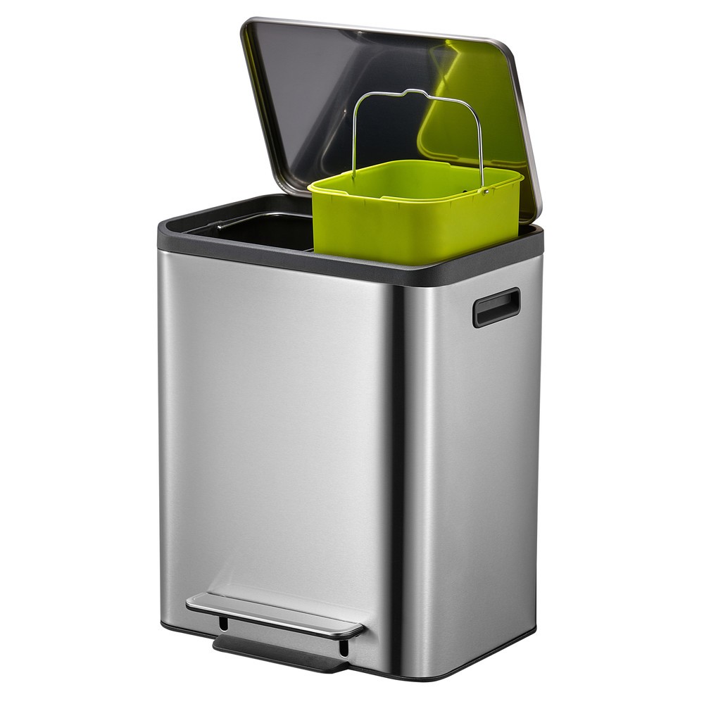 Produktabbildung Nr. 13: Pedal-Abfallsammler EcoCasa 15 + 15 l, Edelstahl matt