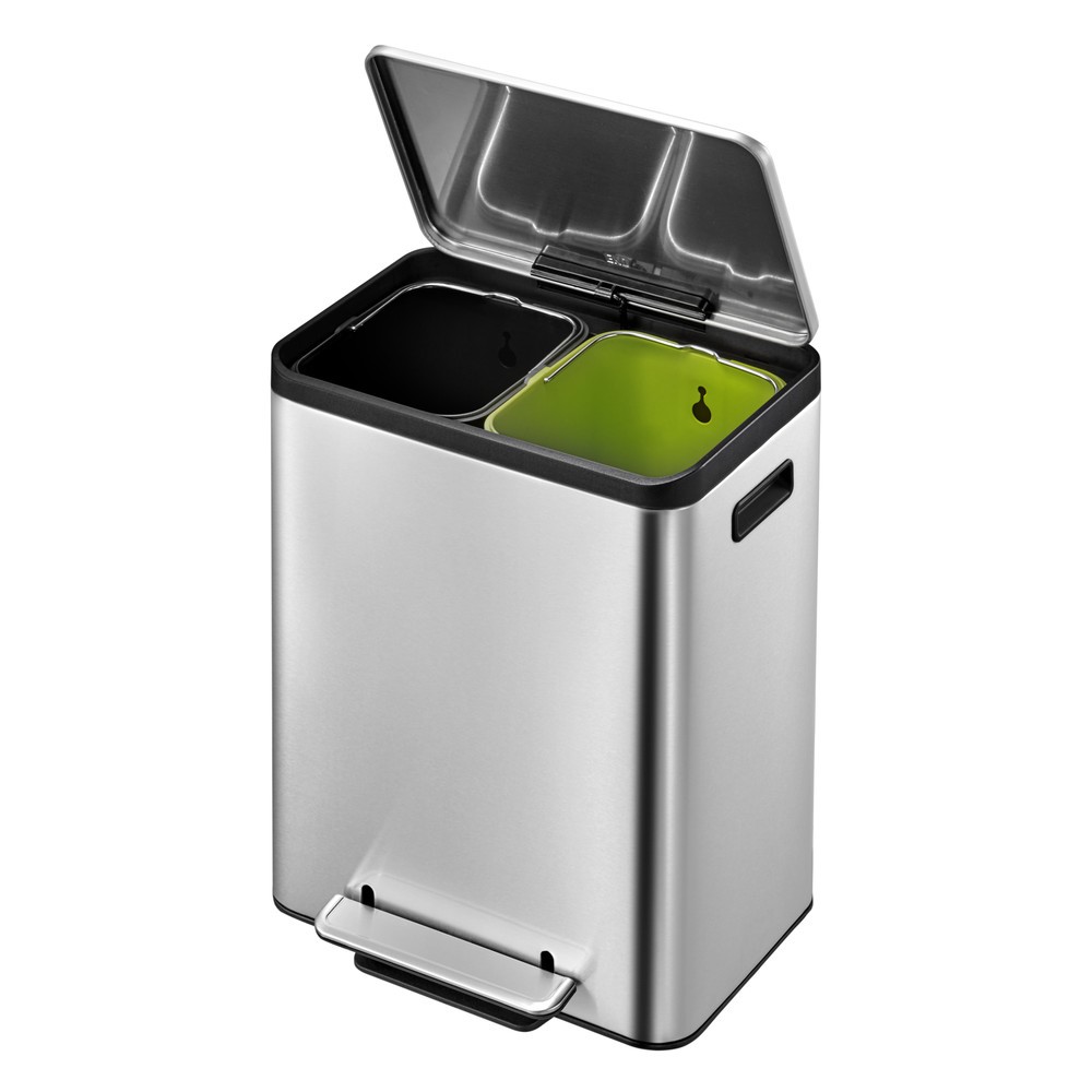 Produktabbildung Nr. 14: Pedal-Abfallsammler EcoCasa 15 + 15 l, Edelstahl matt