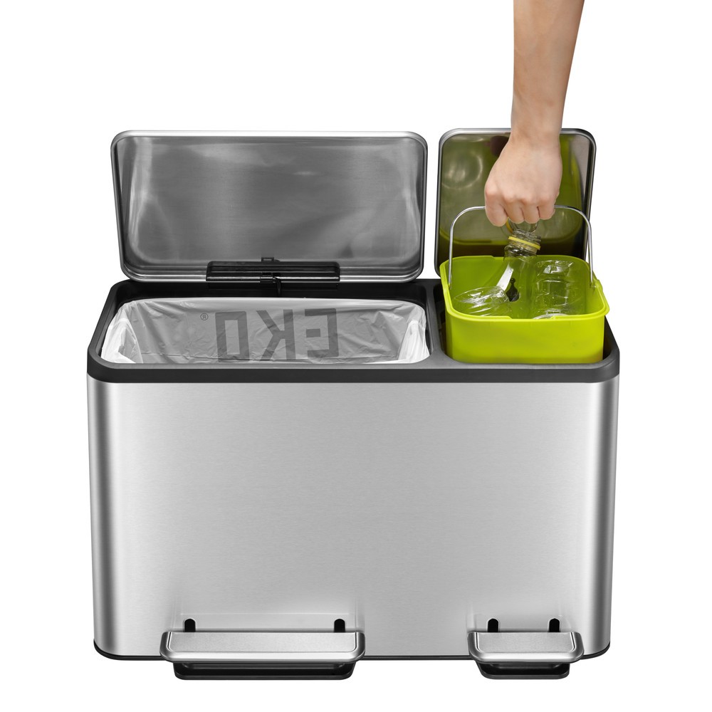 Produktabbildung Nr. 6: Pedal-Abfallsammler EcoCasa 30 + 15 l, Edelstahl matt