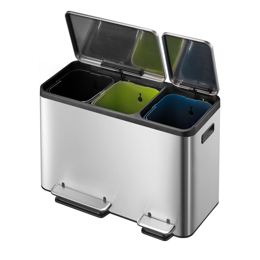 Produktabbildung Nr. 5: Pedal-Abfallsammler EcoCasa 15 + 15 +15 l, Edelstahl matt