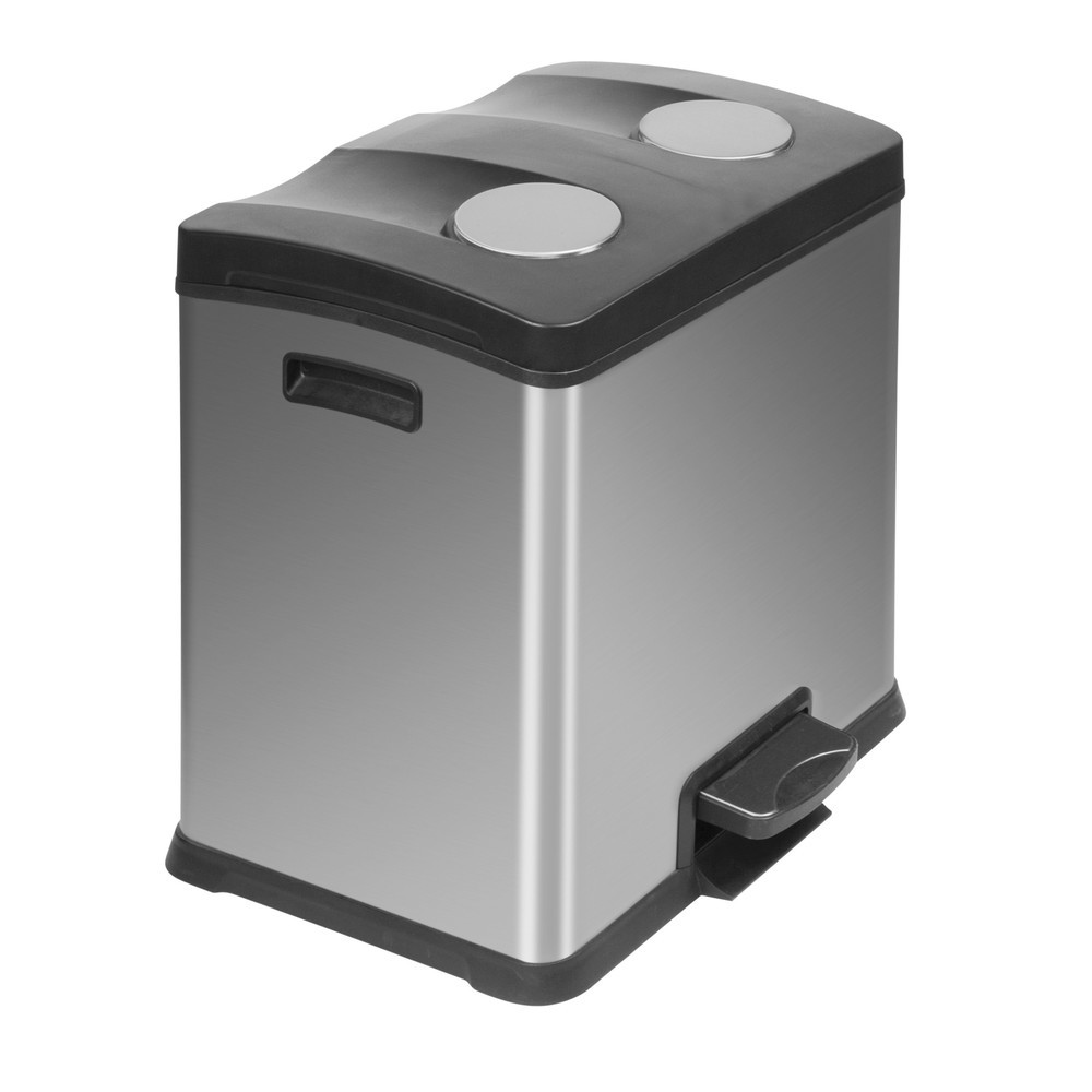 Produktabbildung Nr. 1: Pedal-Abfallsammler Rejoice Recycling, 2 x 12 l, Edelstahl matt