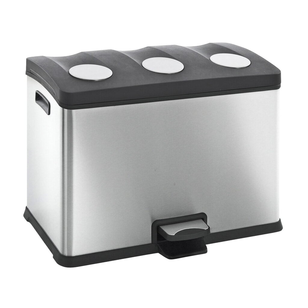 Produktabbildung Nr. 1: Pedal-Abfallsammler Rejoice Recycling, 3 x 12 l, Edelstahl matt