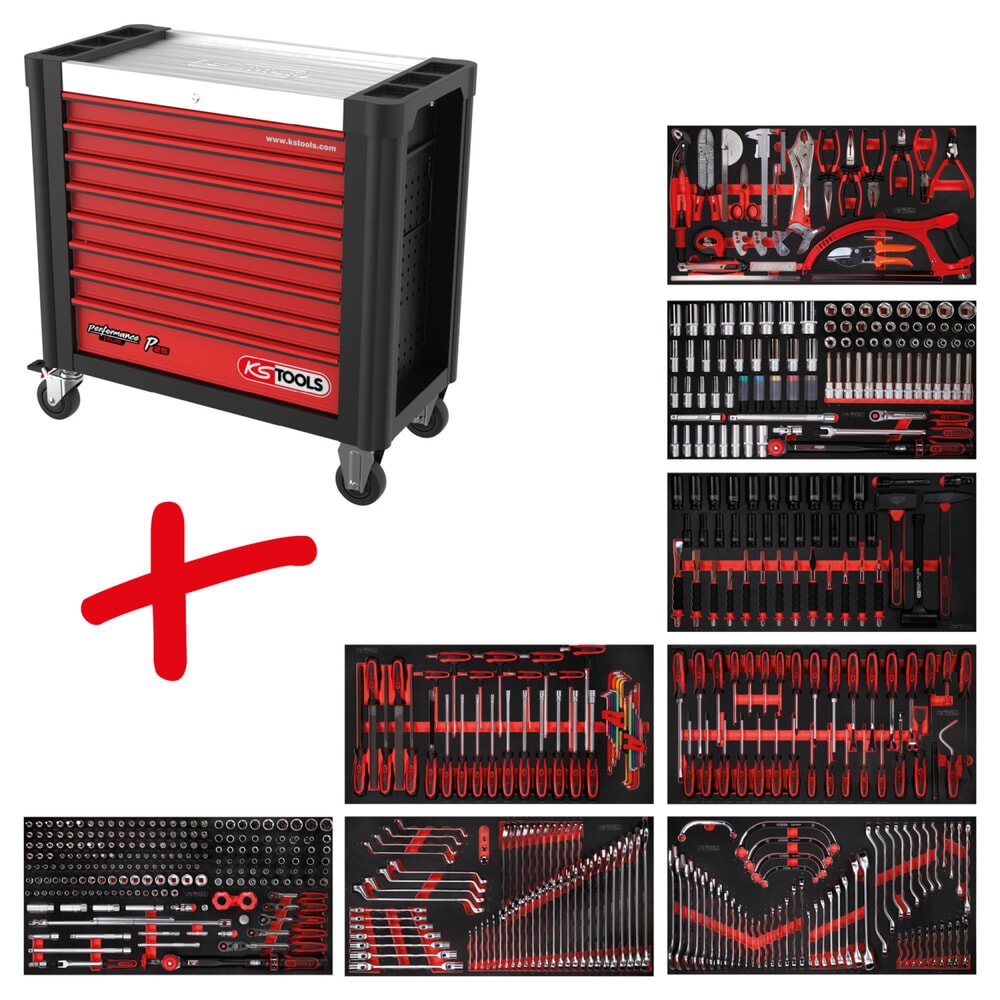KS TOOLS Performanceplus Werkstattwagen-Satz P25 mit 564 Werkzeugen für 8 Schubladen Produktabbildung: KS TOOLS Performanceplus Werkstattwagen-Satz P25 mit 564 Werkzeugen für 8 Schubladen