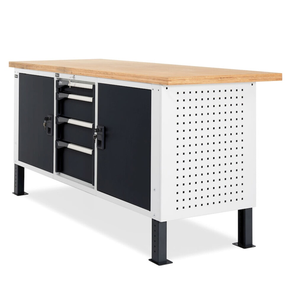 Číslo obrázku produktu 5: Boční děrovaná deska pro pracovní stoly Fami, VxŠxH 669 x 610 x 18 mm, RAL 7035