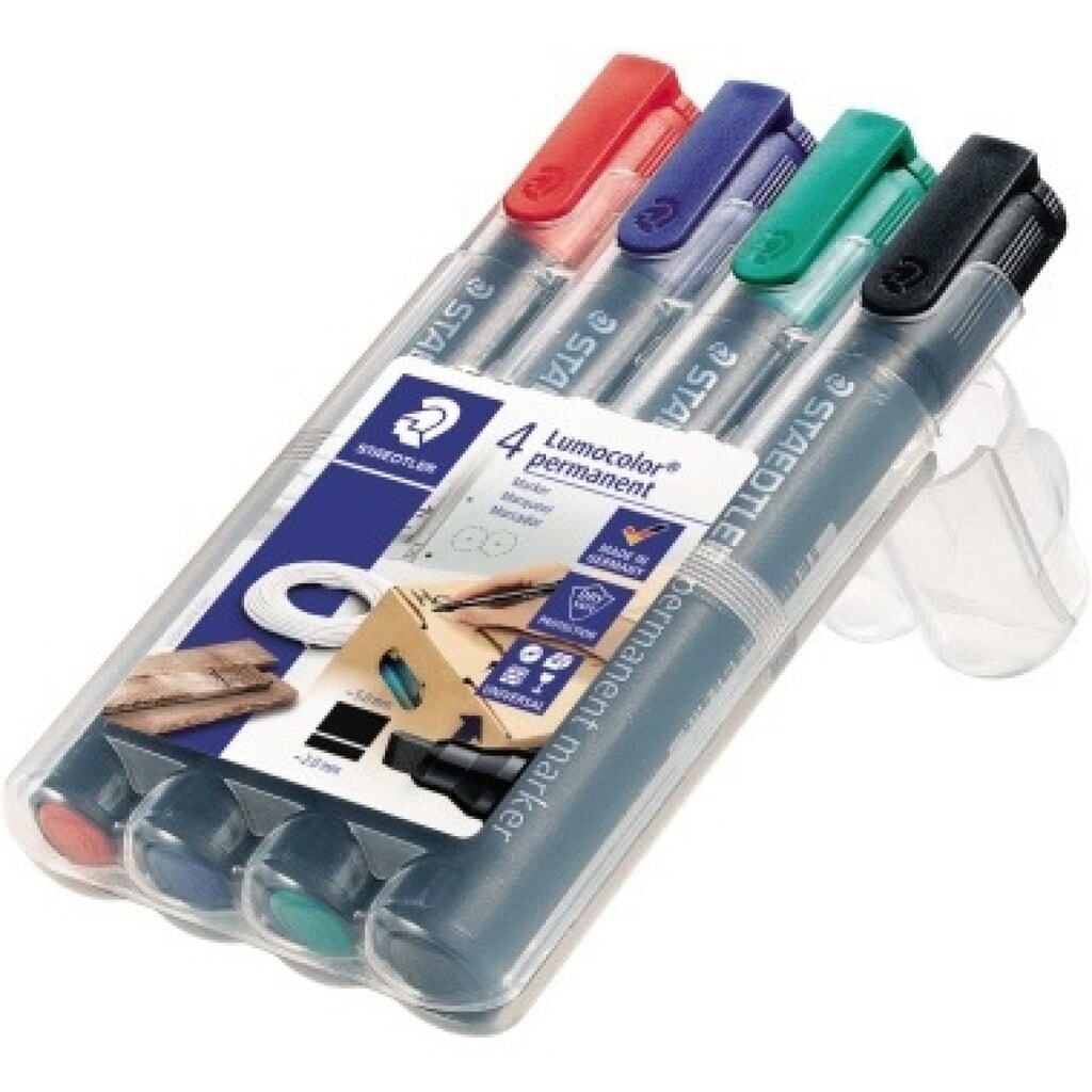 STAEDLER Permanentmaker Lumocolor 350 WP4 2-5mm sortiert 4 St./Pack. Produktabbildung: STAEDLER Permanentmaker Lumocolor 350 WP4 2-5mm sortiert 4 St./Pack.