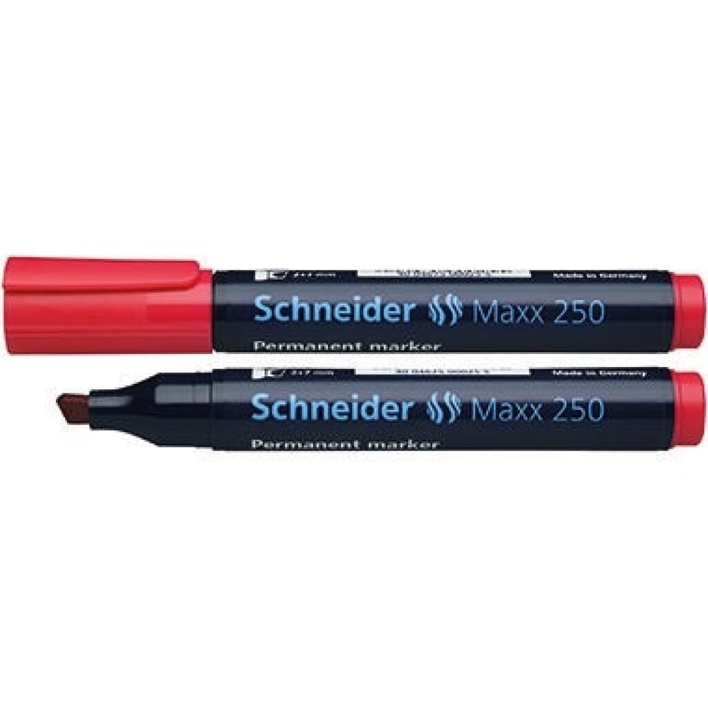 Schneider Permanentmarker Maxx 250 125002 2-7mm Keilspitze rot Produktabbildung: Schneider Permanentmarker Maxx 250 125002 2-7mm Keilspitze rot