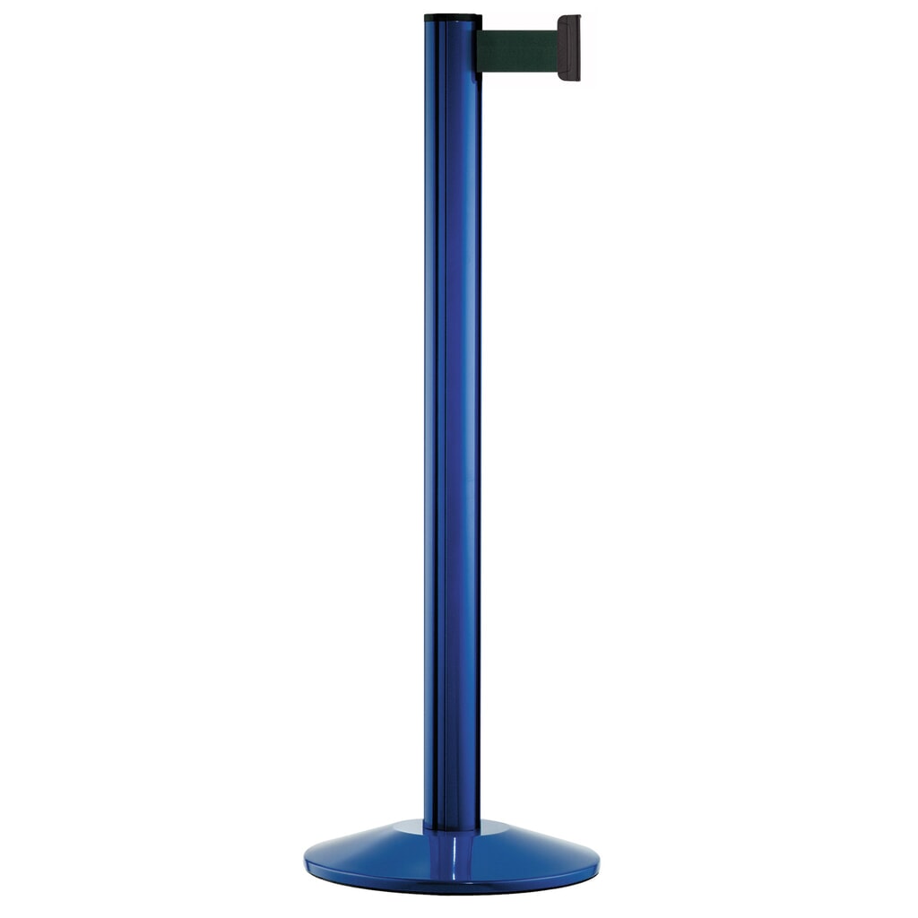 Personen-Leitsystem Classic, Ständer blau, Gurtfarbe oliv Produktabbildung: Personen-Leitsystem Classic, Ständer blau, Gurtfarbe oliv